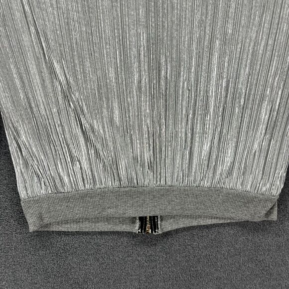 Silver Metallic Jacket Womens Full Zip Cuffed Made in Italy Light Thin Cardigan - Picture 13 of 14